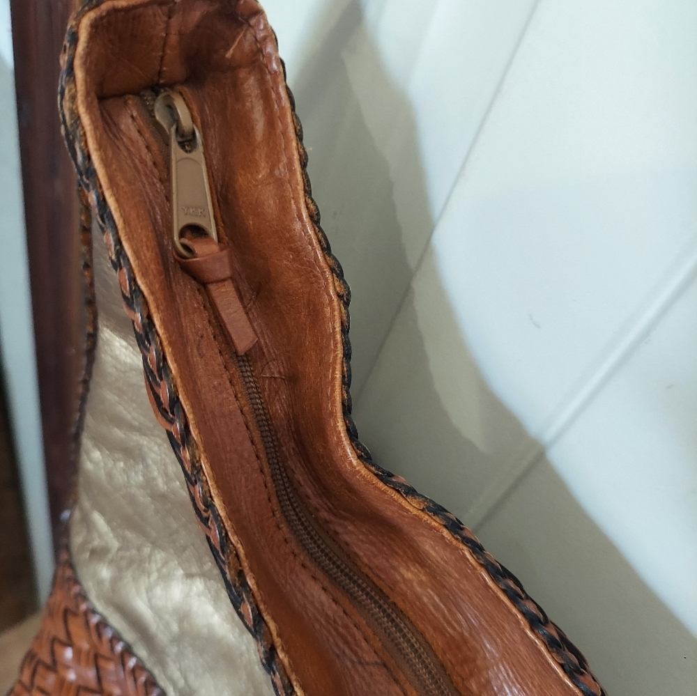 L.J.S Woven Leather Metallic Hobo/Shoulder Bag - Picture 5 of 11